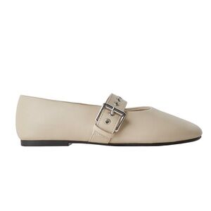 Zara Cream Buckle Flats